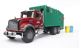 Bruder 02812 Mack Granite Rear Loading Garbage Truck (Ruby Red Green)