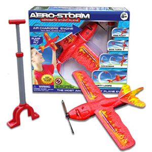 Top Secret Toys Aero-Storm Aerobatic Toy Stunt Plane with Air Powered Engine, High Flying Trick Airplane, Propeller Powered by Hand Pump Pressurized Air, STEM Toy for Ages 8+