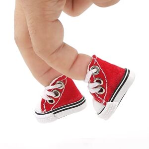 DIY-SCIENCE Mini Finger Shoes, Cool Mini Skateboard Shoes for Finger Breakdance, Fingerboard, Doll Shoes, Used As Making Shoe Keychains and Sneakers for Birds (Red)