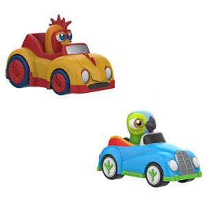 La Granja De Zenon car Toys,Inertia car Friction car Toy Vehicles Set, 2 Pack Push Back Vehicle Friction Powered Setfor Boys Girls,Toy Cars for 3+ Year Old Child (Lorito Pepe & Gallo Bartolito)