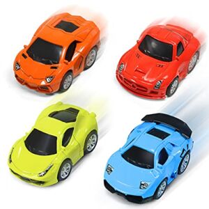 Kidzlane Diecast Metal Pullback Cars | Friction-Powered Toy Cars for Kids | 4 Pack Mini Car Set | Ages 3+