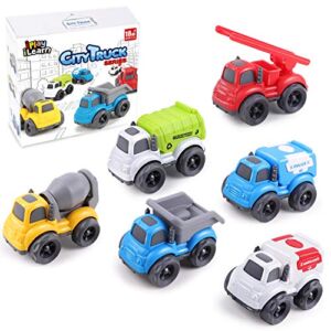 iPlay, iLearn Toddler Car Toys for 1-2 Year Old, Kids Small Friction Construction Truck Set, Mini Push Go Rescue Vehicle, Little Dump Garbage Fire Trucks, Christmas Stocking Gift for 2-3-4 Yr Boy Girl