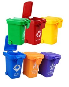 Nuanmu Garbage Can Set 6 Color Small Trash Can Garbage Truck Toy