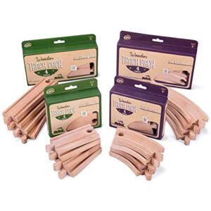 Conductor Carl Wood Train Track Expansion Packs| Compatible with Most Train Tracks| Mixed Tracks -4 Count (Pack of 4)