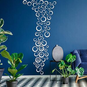 72 Pieces Removable Round Circle Wall Sticker Decal Acrylic Mirror Setting for Home Living Room Bedroom Decor (2.5 -13.5 cm)