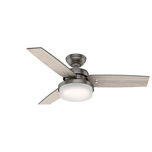 Hunter 50393 Sentinel Indoor Ceiling Fan with LED Light and Remote Control, 44″, Brushed Slate Finish