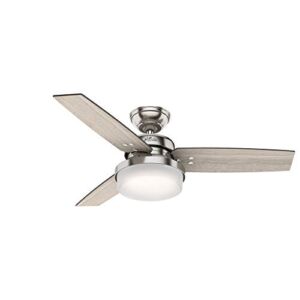 Hunter Fan Company 50394 Sentinel Indoor Ceiling Fan with LED Light and Remote Control, 44″, Brushed Nickel Finish