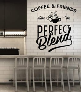 Vinyl Wall Decal Coffee and Friends Cup of Coffee House Cafe Bar Kitchen Quote Stickers Mural Large Decor (g2756) Black