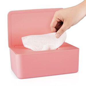 Frjjthchy Wipes Holders Large Capacity Wipes Dispenser Reusable Wipes Case Tissue Box for Home Living Room Bathroom (Pink)