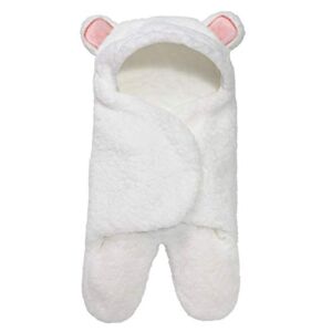Jam Naturals-Cute Bear Organic Newborn Swaddle Wrap-Baby Girl Soft Plush Receiving Blanket, Newborn Baby Girl Registry Gift (Pink 0-3m)