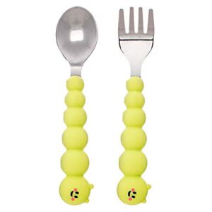 melii Silicone & Stainless Steel Caterpillar Spoon & Fork Utensil Set for Toddlers & Children