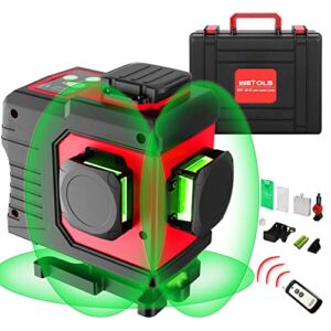 WETOLS 12 Lines Laser Level, 3×360° 3D Green Cross Line, Rechargeable Batteries, Remote Controller, Switchable & Auto Self-Leveling, Three-Plane Leveling & Alignment, with Portable Toolbox WE-185