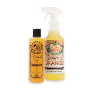 Touch of Oranges Beeswax Wood Polish Conditioner, Cleaner & Restorer Bundle Hardwood Floor Cleaner Spray Real Orange Oil – (32 & 16 oz )