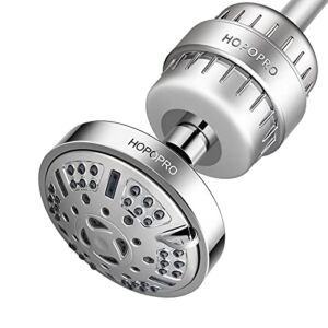 HOPOPRO 9 Modes Shower Head and 18 Stages Shower Filter Combo, High Pressure Filtered Showerhead High Output Shower Head Combo Purifying Water for Water Healthy Life