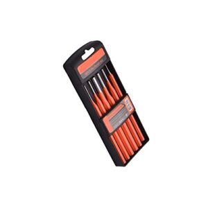 Edward Tools 6 Piece Pin Punch Set for Gunsmith, Mechanic, Metal Stamping – Heavy Duty Chrome Steel for Punching out Pins and Dowels – High visibility Orange