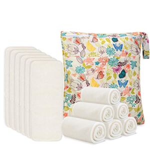 Damero 5-Layer Bamboo Reusable Diapers Baby Inserts, 12PCS Cloth Diaper Inserts with an Extra Storage Bag