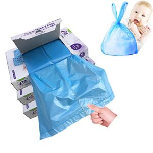 Diaper Disposal Bags for Baby,On The Go,Fresh Light Baby Powder Faint Scent, Easy Tie Handles, Portable Diaper Pail Refill Bags,Disposable Diaper Sacks Or Poop Pet Waste Bags, 270 Bags, Blue