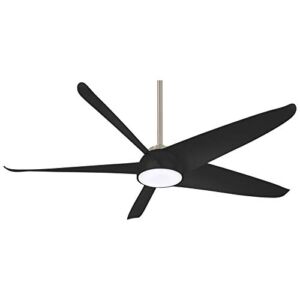 Minka-Aire F771L-BN/CL Ellipse 60″ Ceiling Fan with LED Lights, Brushed Nickel/Coal