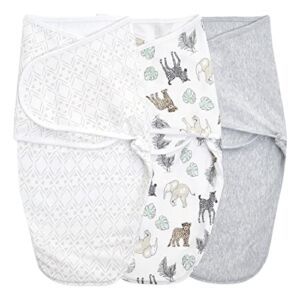 aden + anais Essentials Easy Wrap Swaddle, Cotton Knit Baby Wrap, Newborn Wearable Swaddle Sleep Sack, 3 Pack, Toile, 0-3 Months, Small/Medium