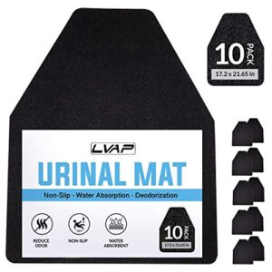 LVAP Urinal Mats (10 Pack) – Mens Urinal Best Uniral Mat.Non-Slip Deodorization Black Floor Water Absorption Urine Mats for Men’s Restrooms & Bathrooms