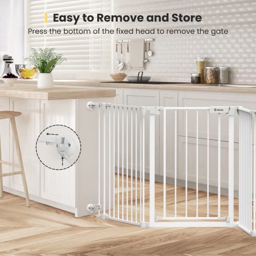 Tokkidas 24.4”-80” Auto Close Baby Gate, Extra Wide Dog Gate with One Hand Operation, Hardware Mount, Foldable 3 Steel Panels Angle, Deluxe Walk Thru Pet Gate for Stairs, Doorways, Kitchen, 29” Height | The Storepaperoomates Retail Market - Fast Affordable Shopping