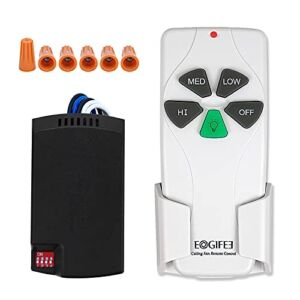 Eogifee Small Size Universal Ceiling Fan Remote Control and Receiver 53T KUJCE9103 Kits with 3 Speed and Light Control Replacement of Hampton Bay Harbor Breeze Hunter