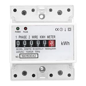 Electric Meter, KWh Meter, Single Phase 4P LED din Rail Electricity Power Consumption Wattmeter Energy Meter, 10-40A