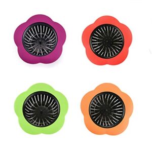 JIANYI 4 Pack Silicone Sink Strainer, 4.5 Inch Universal Kitchen Drain Filter Basket, Plastic Cute Easy Clean Hair Catcher Pouring Strainers – multicolor