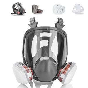 [Reusable Full Face Respirator] Paint Face Cover for Painting, Machine Polishing, Welding and Other Work Protection Gas mask Anti-Fog Large Field of View(15 in1 for 6800 Respirator)