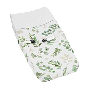 Sweet Jojo Designs Floral Leaf Girl Baby Nursery Changing Pad Cover – Green and White Boho Watercolor Botanical Woodland Tropical Garden
