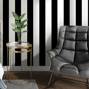 Guvana Stripe Black and White Peel and Stick Wallpaper Self-Adhesive Wallpaper 118″x17.7″ Removable Contact Paper Waterproof Wallpaper Decorative Wall Covering Cabinets Shelves Drawer Liner Vinyl