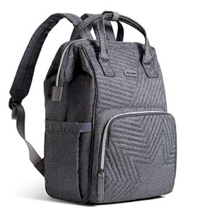 SUNVENO Baby Diaper Backpack Large Capacity Quilting Travel Nappy Bag, Grey