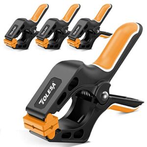 TOLESA 7-Inch Spring Clamps Powerful Force 4-Piece Nylon Clamp with Double Layer Handle for Gluing, Clamping and Securing