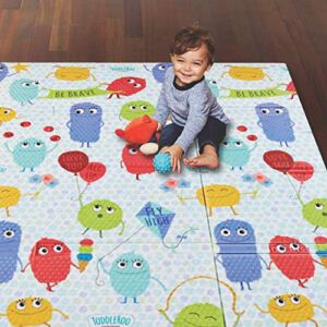Toddleroo by North States 71″ x 71″ Toddleroo Friends Play Mat – Designed to fit 6 Panel or 8 Panel Superyards. Almost 36 Square feet of Play Space (Toddleroo Characters, Multicolored)