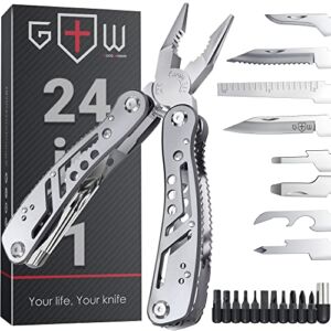 Multitool 24in1 with Mini Tools Knife Pliers and 11 Bits – Multi Tool All in One – Multi Function Gear for Men Best Multi-tool Kit for Work EDC Camping Backpacking Survival – Great Gifts for Men 2238