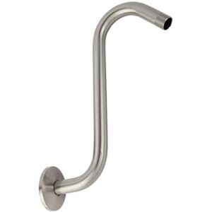 High Rise Shower Arm with Flange,”S” Shaped Shower Head Extension Arm, 10 inch Brushed Nickel Shower Arm Extension