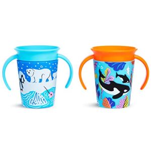 Munchkin Miracle 360 Wildlove Sippy Cup, 6 Oz, 2 Pack, Orca/Polar Bear