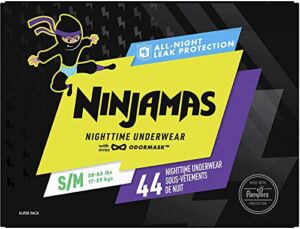 Pampers Ninjamas, Bedwetting Disposable Underwear, Nighttime Training Pants Boys, FSA HSA Eligible, 44 Count, Size Small/Medium (38-65 lbs), Packaging & Prints May Vary