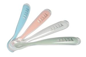 BEABA Baby’s First Foods Spoon Set, Original Silicone Baby Spoons, Baby Essentials, Baby Spoons, 4 Pack Baby Gift Set, BPA Lead & Phthalate Free, Rose
