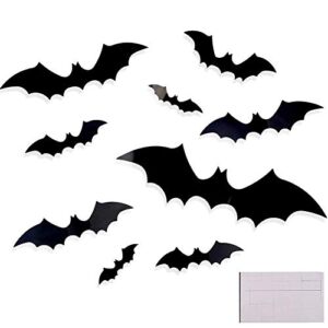 CCINEE 72pcs Halloween 3D Bat Wall Decals Stickers Extra Large Black Bats Window Door Decals Halloween Party Decoration Supply