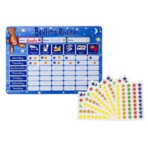 Amonev Magnetic Bedtime Routine Chart Reward Chart and Sleep Trainer Stay in Bed Chart for Boys Girls Toddlers and Young Children with 225 Stars Stickers Included