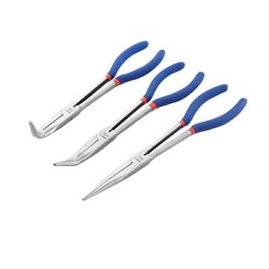 WISEPRO Long Reach 11inch/16inch Plier 3-Piece Set – 90-Degree Angle, 45-Degree Angle And Straight Needle Nose