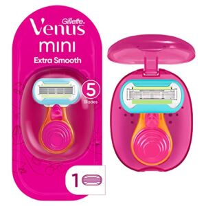 Gillette Venus Mini Extra Smooth Razors for Women, Includes 1 Venus Mini Razor, 1 Razor Blade Refill, 1 Travel Case
