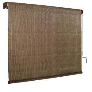 Coolaroo Exterior Roller Shade, Cordless Roller Shade with 90% UV Protection, No Valance, (6′ W X 6′ L), Mocha