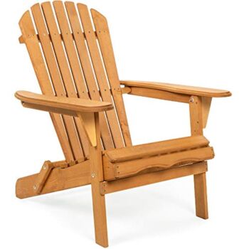 Best Choice Products Folding Adirondack Chair Outdoor Wooden Accent Furniture Fire Pit Lounge Chairs for Yard, Garden, Patio w/Natural Finish, 350lb Weight Capacity – Brown | The Storepaperoomates Retail Market - Fast Affordable Shopping