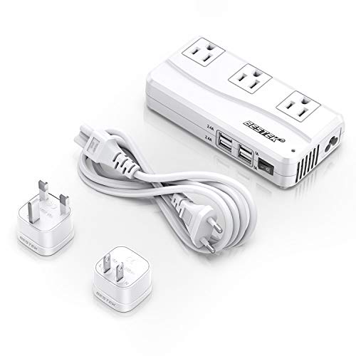 BESTEK Universal Travel Adapter 220V to 110V Voltage Converter with 6A 4-Port USB Charging and UK/AU/US/EU Worldwide Plug Adapter (White) | The Storepaperoomates Retail Market - Fast Affordable Shopping