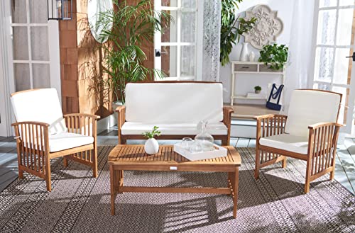 SAFAVIEH Outdoor Collection Rocklin Natural/ Beige 4-Piece Conversation Patio Set with Cushions | The Storepaperoomates Retail Market - Fast Affordable Shopping