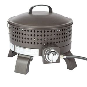 Fire Sense 62133 Sporty Campfire Portable Fire Pit LPG Gas 60,000 BTU Outdoor Firepit Includes Propane Stand Included – Dark Bronze – Round – 15″