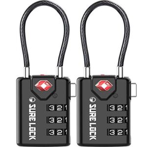 SURE LOCK TSA Compatible Travel Luggage Locks, Inspection Indicator, Easy Read Dials – 2 pack
