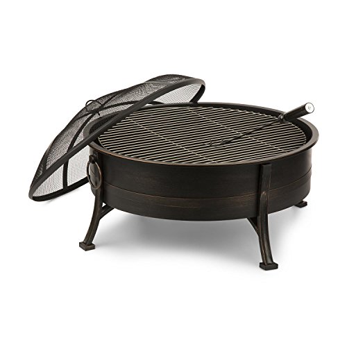 BLUMFELDT Catania 2-in-1 Fire Bowl, 32 Inch Diameter Fireplace with FireView Concept, Spark Guard, Carry Rings, Poker and Grill Grate, Heat-Resistant Lacquer, Antique Design, Charcoal or Firewood | The Storepaperoomates Retail Market - Fast Affordable Shopping